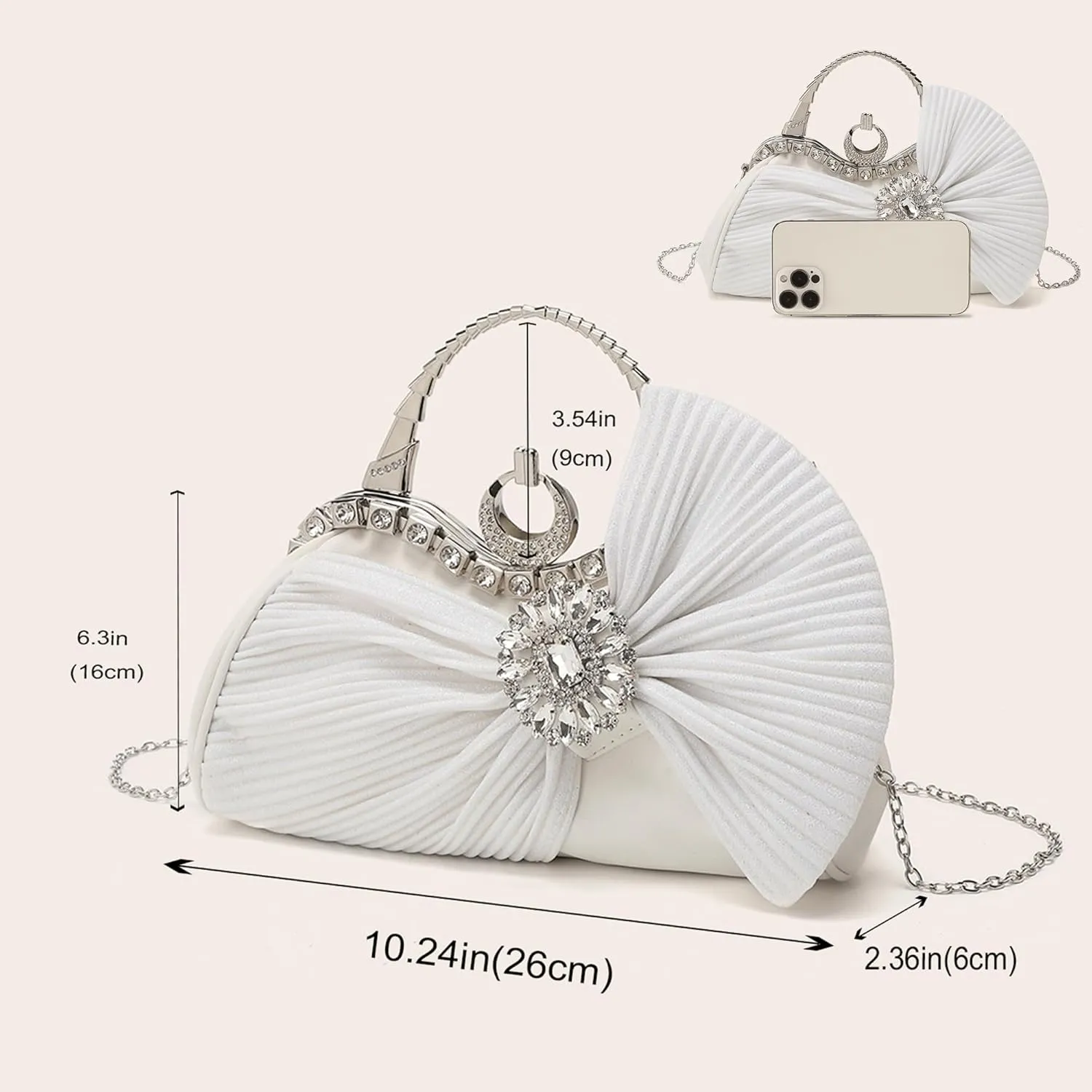 Clutch Purses for Women Rhinestone Evening Handbag Bridal Wedding Prom Purse Formal Party Bow Tie Clutch for Women