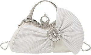 Clutch Purses for Women Rhinestone Evening Handbag Bridal Wedding Prom Purse Formal Party Bow Tie Clutch for Women