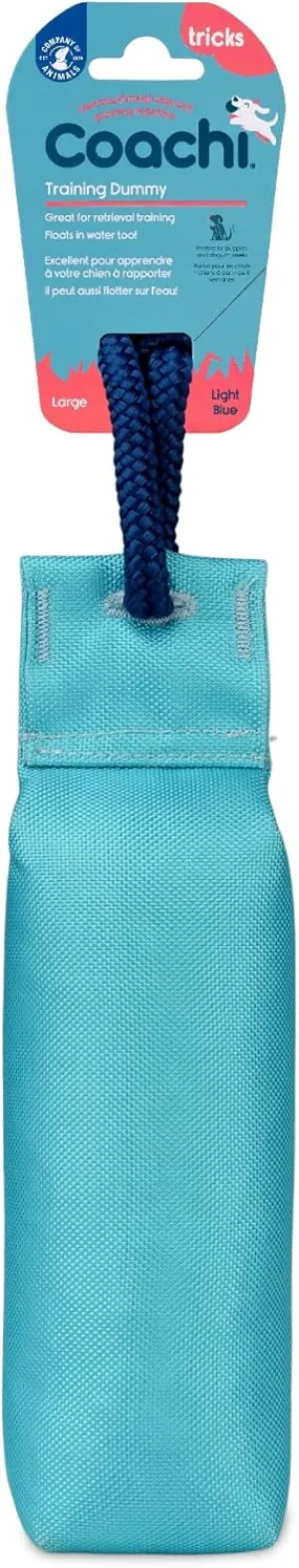Coachi Canvas Training Dummy, Floats, Long Distance Throwing, Classic Retrieval Toy, Gundog and Puppy Training. Dog Accessory. Suitable for Large Dogs and Puppies (Size L, Light Blue)