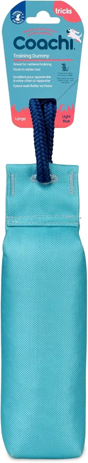 Coachi Canvas Training Dummy, Floats, Long Distance Throwing, Classic Retrieval Toy, Gundog and Puppy Training. Dog Accessory. Suitable for Large Dogs and Puppies (Size L, Light Blue)