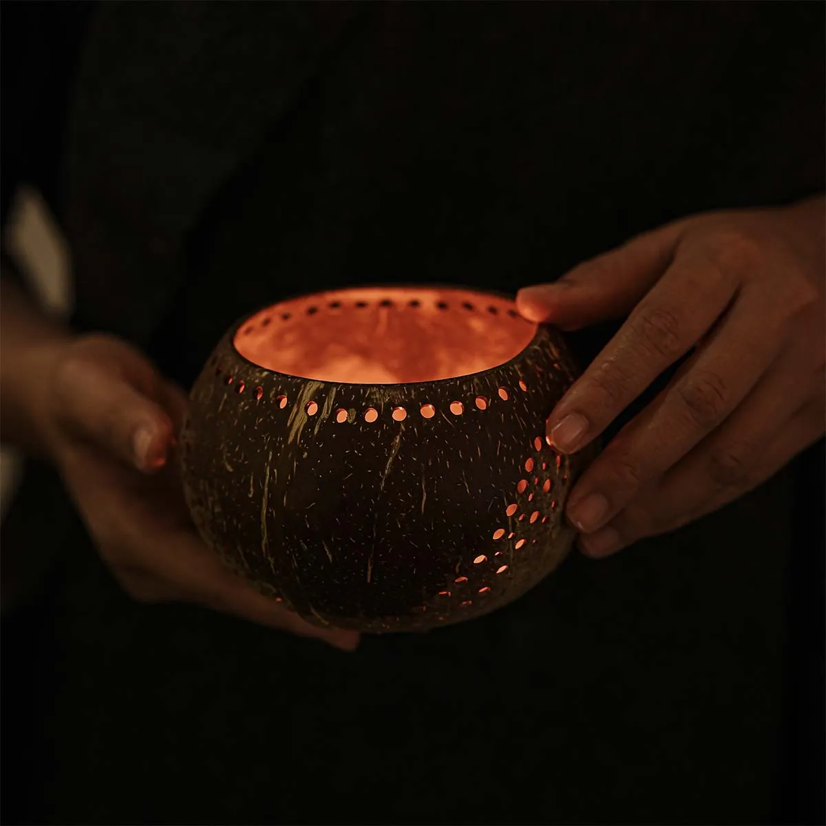 Coconut Shell Tea Light Holder Set