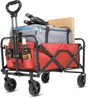 Collapsible Wagon Cart Foldable,Wagon Carts with Wheels Folding,Utility Grocery for Sand Camping Sports Shopping Outdoor