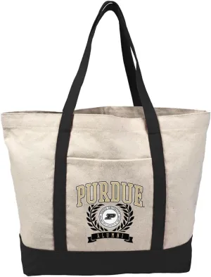 Collegiate Alumni Seal Canvas Tote Bag With External Pocket, Reusable Shoulder Bag for Shopping, Beach