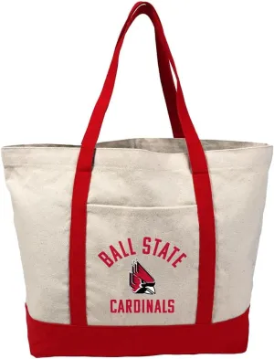 Collegiate Arched School Name Canvas Tote Bag With External Pocket, Reusable Shoulder Bag for Shopping, Beach