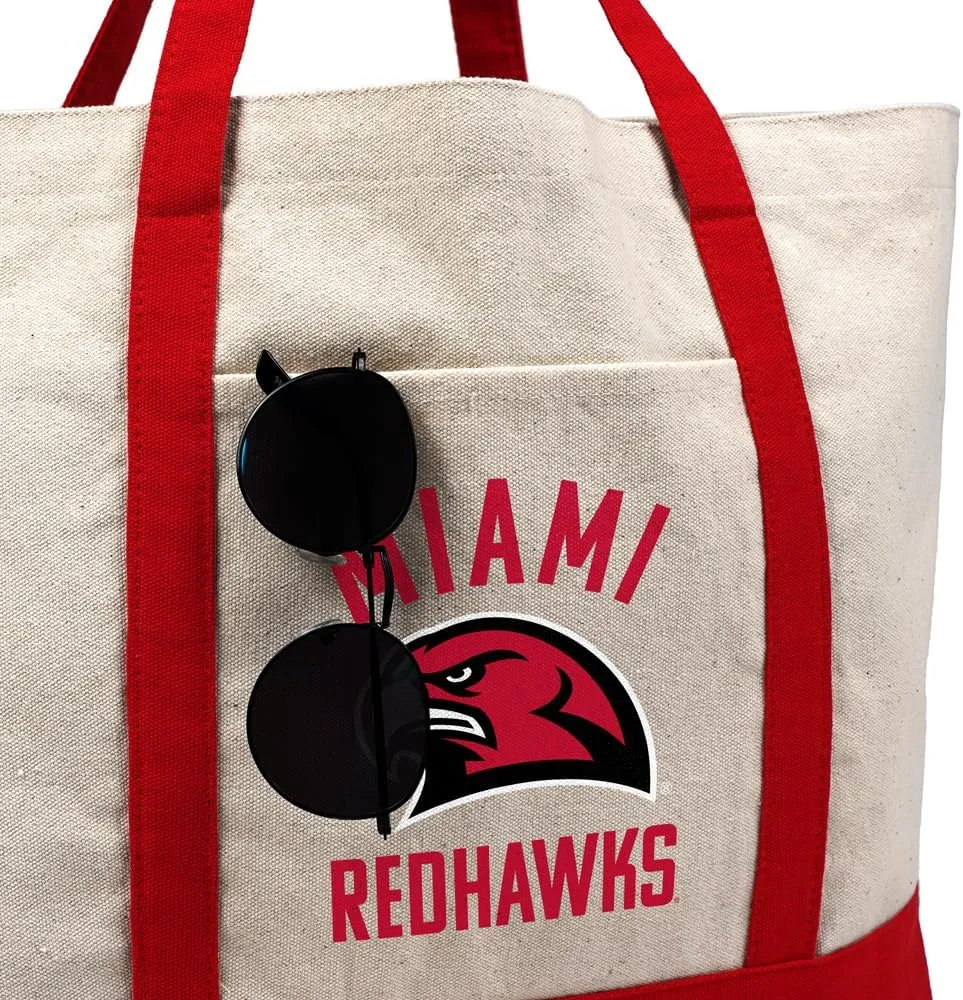 Collegiate Arched School Name Canvas Tote Bag With External Pocket, Reusable Shoulder Bag for Shopping, Beach