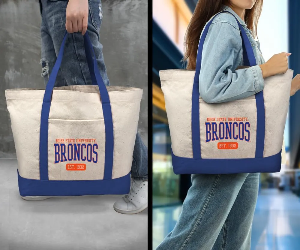 Collegiate Established Date Canvas Tote Bag With External Pocket, Reusable Shoulder Bag for Shopping, Beach