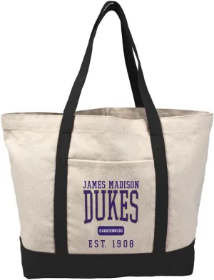 Collegiate Established Date Canvas Tote Bag With External Pocket, Reusable Shoulder Bag for Shopping, Beach
