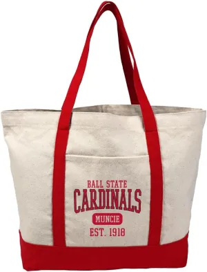 Collegiate Established Date Canvas Tote Bag With External Pocket, Reusable Shoulder Bag for Shopping, Beach