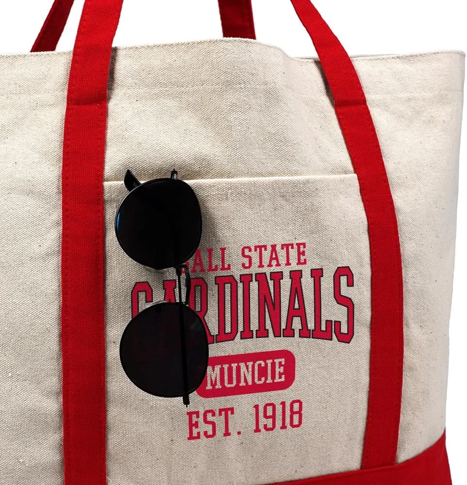 Collegiate Established Date Canvas Tote Bag With External Pocket, Reusable Shoulder Bag for Shopping, Beach