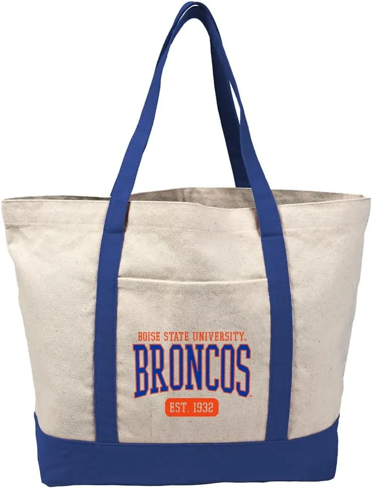 Collegiate Established Date Canvas Tote Bag With External Pocket, Reusable Shoulder Bag for Shopping, Beach