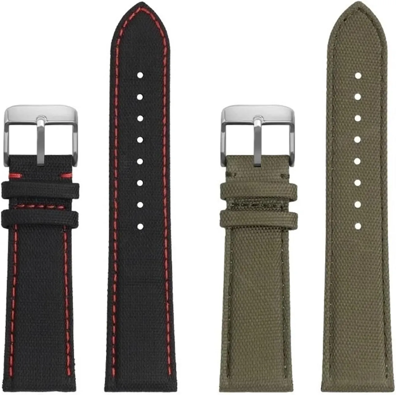 Compatible with Casio Edifice Series EF-550D EFR-303L EFB900 Series Canvas Nylon Watch Strap 22mm Waterproof Sports Watchband Bracelet(Black red-Silver B)
