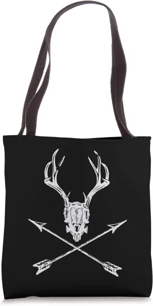 Compound Bow Hunting Vintage Deer Skull and Arrows Retro Arc Tote Bag