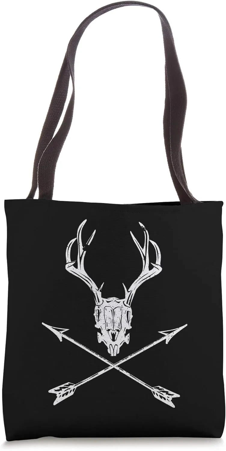 Compound Bow Hunting Vintage Deer Skull and Arrows Retro Arc Tote Bag