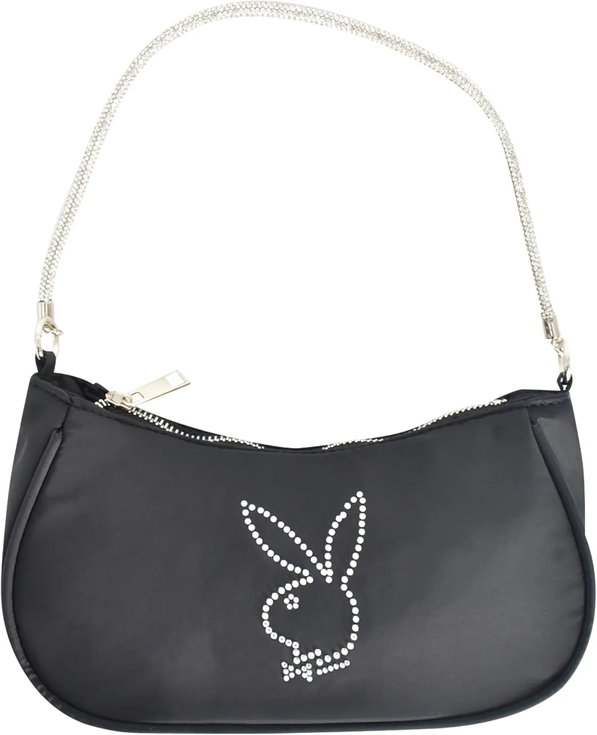 Concept One Playboy Shoulder Bag, Women's Purse Handbag with Rhinestone Carry Strap and Bunny Logo