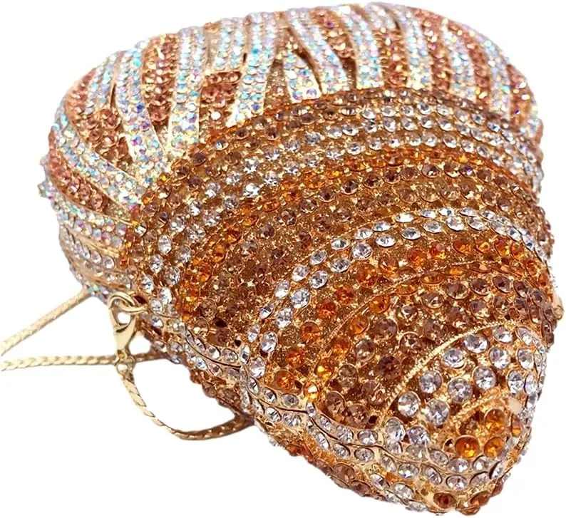 Conch Rhinestone Evening Clutch Bag for Women Novelty Crystal Clutch Purse Wedding Cocktail Party Shiny Handbag Purse