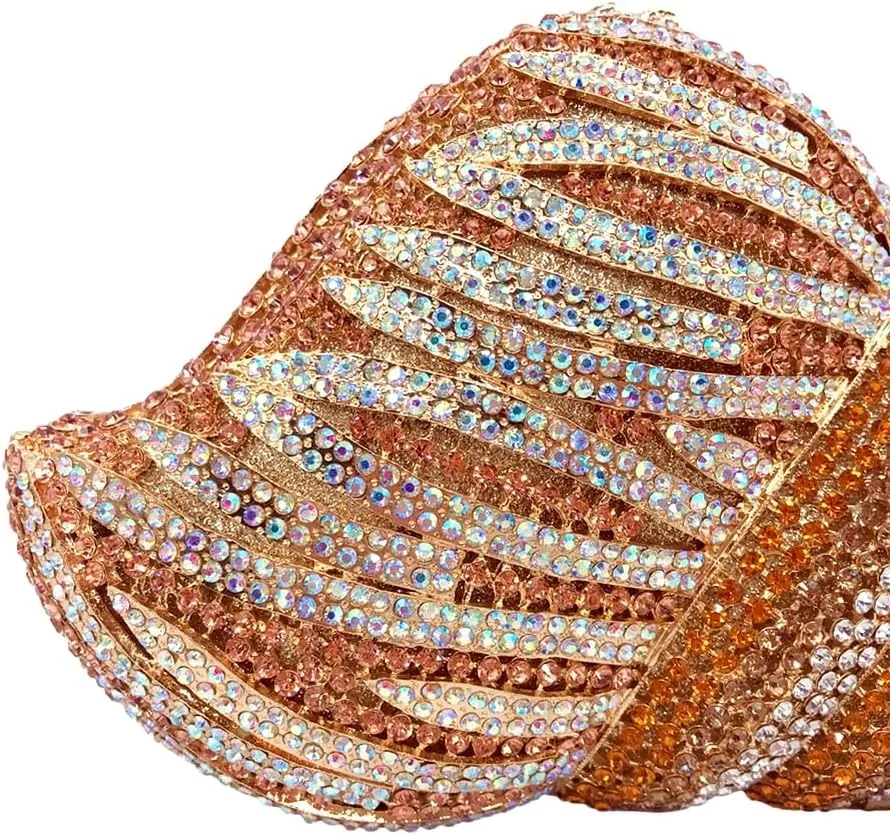 Conch Rhinestone Evening Clutch Bag for Women Novelty Crystal Clutch Purse Wedding Cocktail Party Shiny Handbag Purse