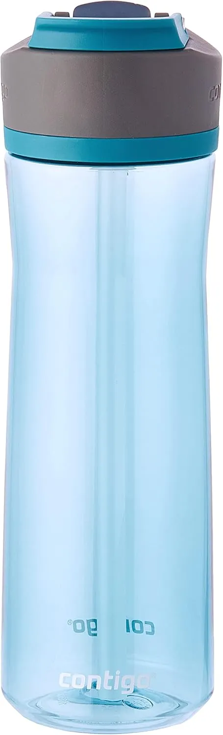 Contigo Ashland 2.0 Leak-Proof Water Bottle with Lid Lock and Angled Straw Dishwasher Safe Interchangeable Lid Pack of 2 24oz Juniper/Sake