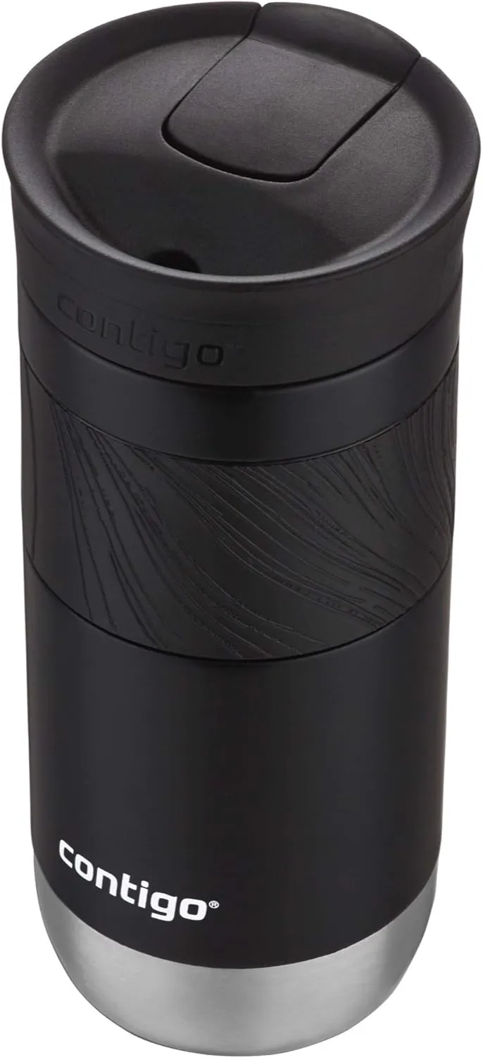 Contigo Byron Vacuum-Insulated Stainless Steel Travel Mug with Leak-Proof Lid, Reusable Coffee Mug or Water Bottle, BPA-Free, 16oz, Licorice, Keeps Beverages Hot for 6 Hours or Cold for 12 Hours