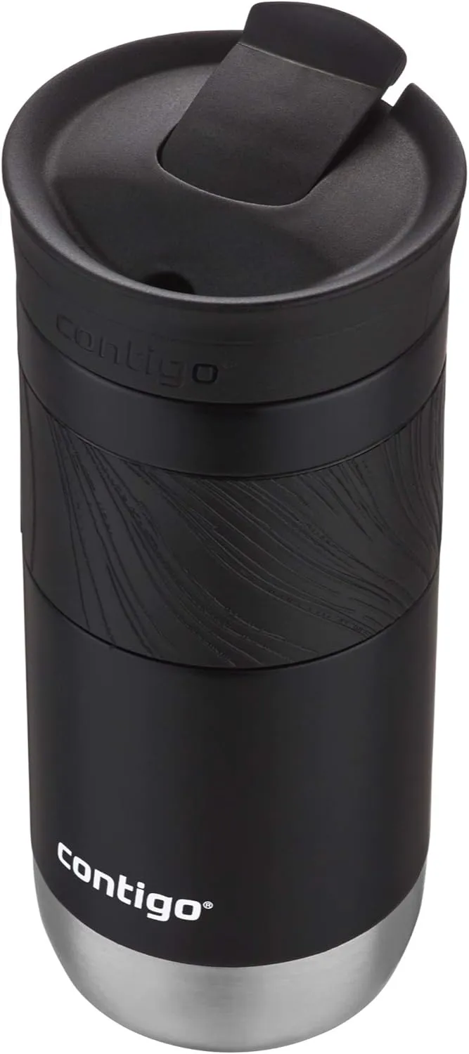 Contigo Byron Vacuum-Insulated Stainless Steel Travel Mug with Leak-Proof Lid, Reusable Coffee Mug or Water Bottle, BPA-Free, 16oz, Licorice, Keeps Beverages Hot for 6 Hours or Cold for 12 Hours