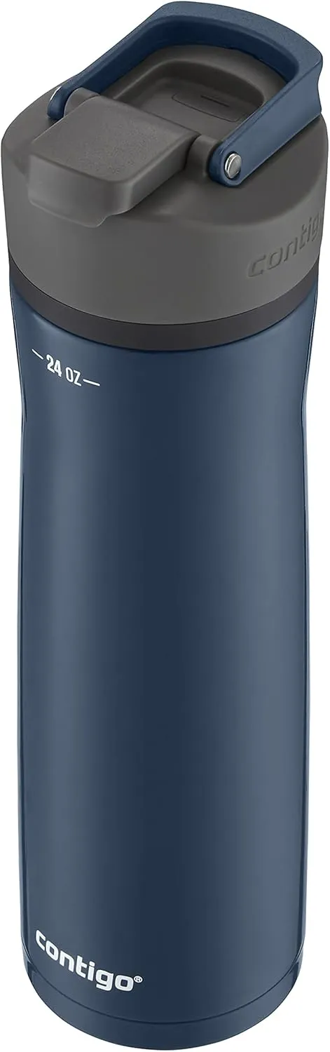 Contigo Cortland Chill 2.0 Blueberry Stainless Steel Water Bottle, Vacuum-Insulated, Spill-Proof Lid, 24oz, Ideal for Hot or Cold Drinks, Interchangeable Lid, Perfect for Kids & Adults
