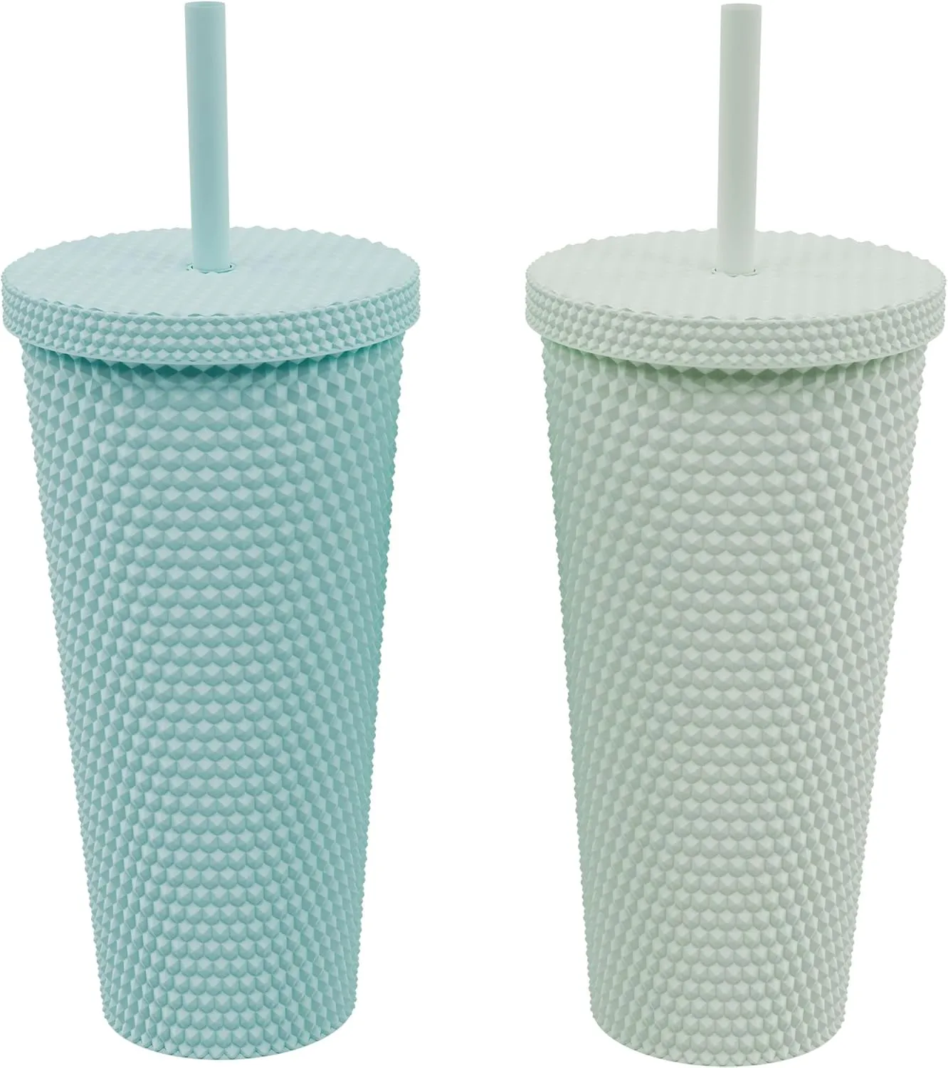 Copco 22oz Studded Insulated Tumblers with Straw and Lid, Set of 2, Acrylic Reusable Cold Drink Tumblers, Spill-Resistant, BPA-Free, Travel-Friendly, Cupholder Compatible (Aqua/Mint)