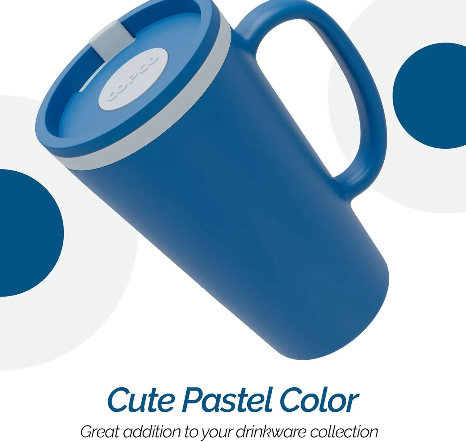 Copco Cone Travel Coffee Mug, 16 oz - Insulated Drinkware with Spill-Proof Lid and Handle, Microwave & Dishwasher Safe - BPA-Free, Compact for Desk & Cup Holder Friendly (Blue)