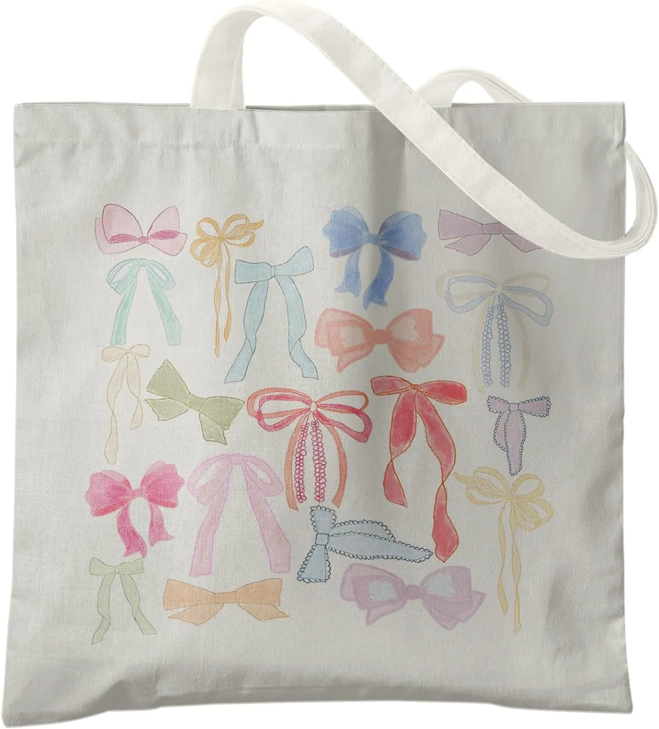 Coquette Bows Canvas Tote Bag, Shoulder Bag For Women, Reusable Tote Bag