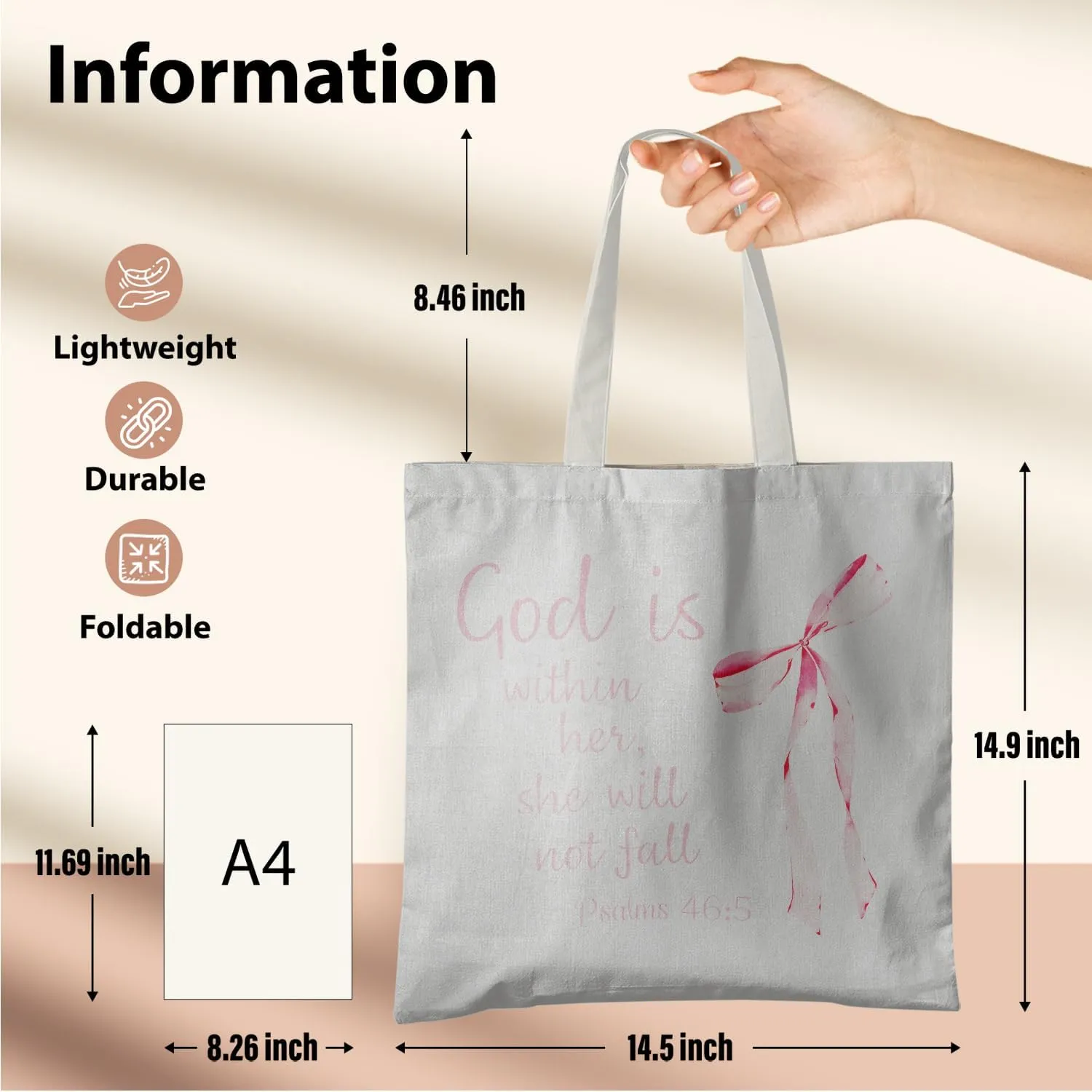 Coquette Bows Canvas Tote Bag, Shoulder Bag For Women, Reusable Tote Bag