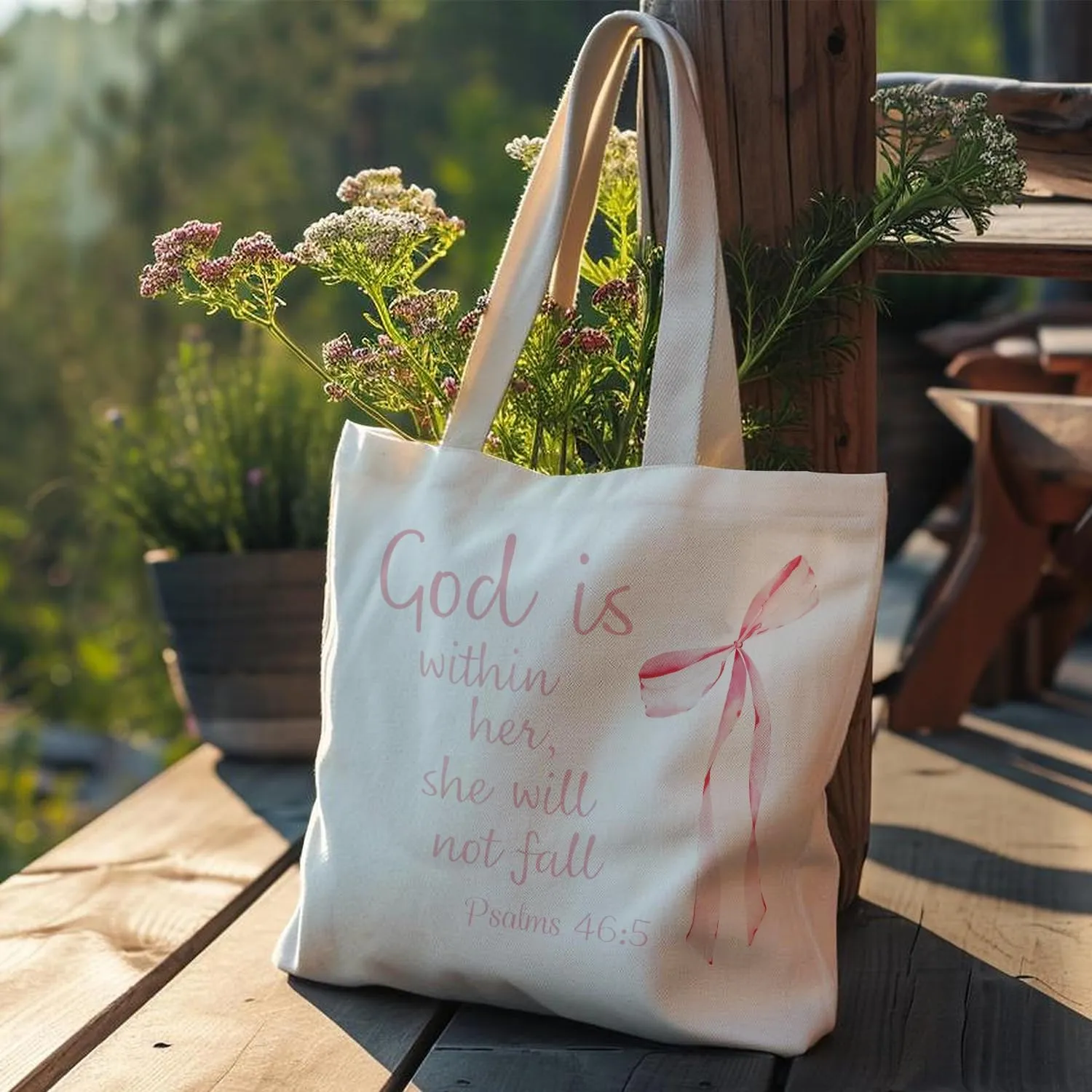 Coquette Bows Canvas Tote Bag, Shoulder Bag For Women, Reusable Tote Bag