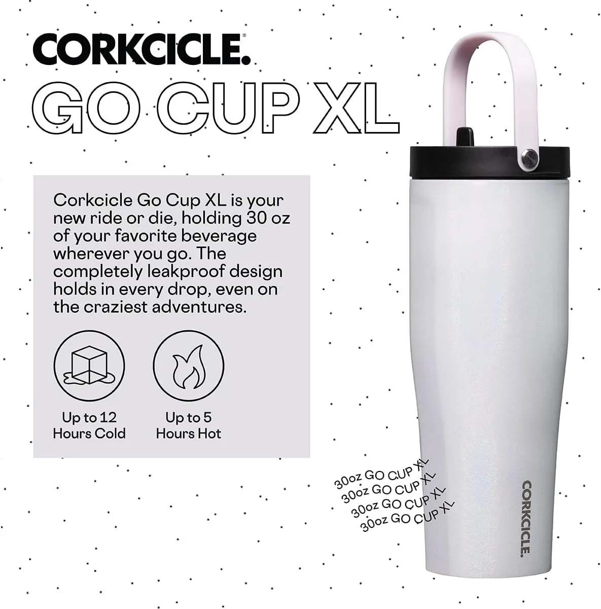 Corkcicle Go Cup XL Insulated Tumbler with Lid and Straw, Unicorn Magic, 30 oz – Reusable Water Bottle Keeps Beverages Cold for 12hrs – Cupholder Friendly Tumbler, Leak-Proof Design