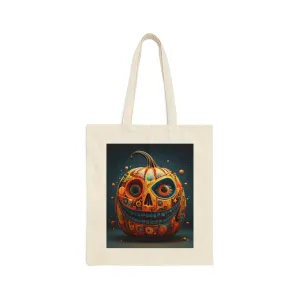 Cotton Canvas Tote Bag Punkin' and Ghosty