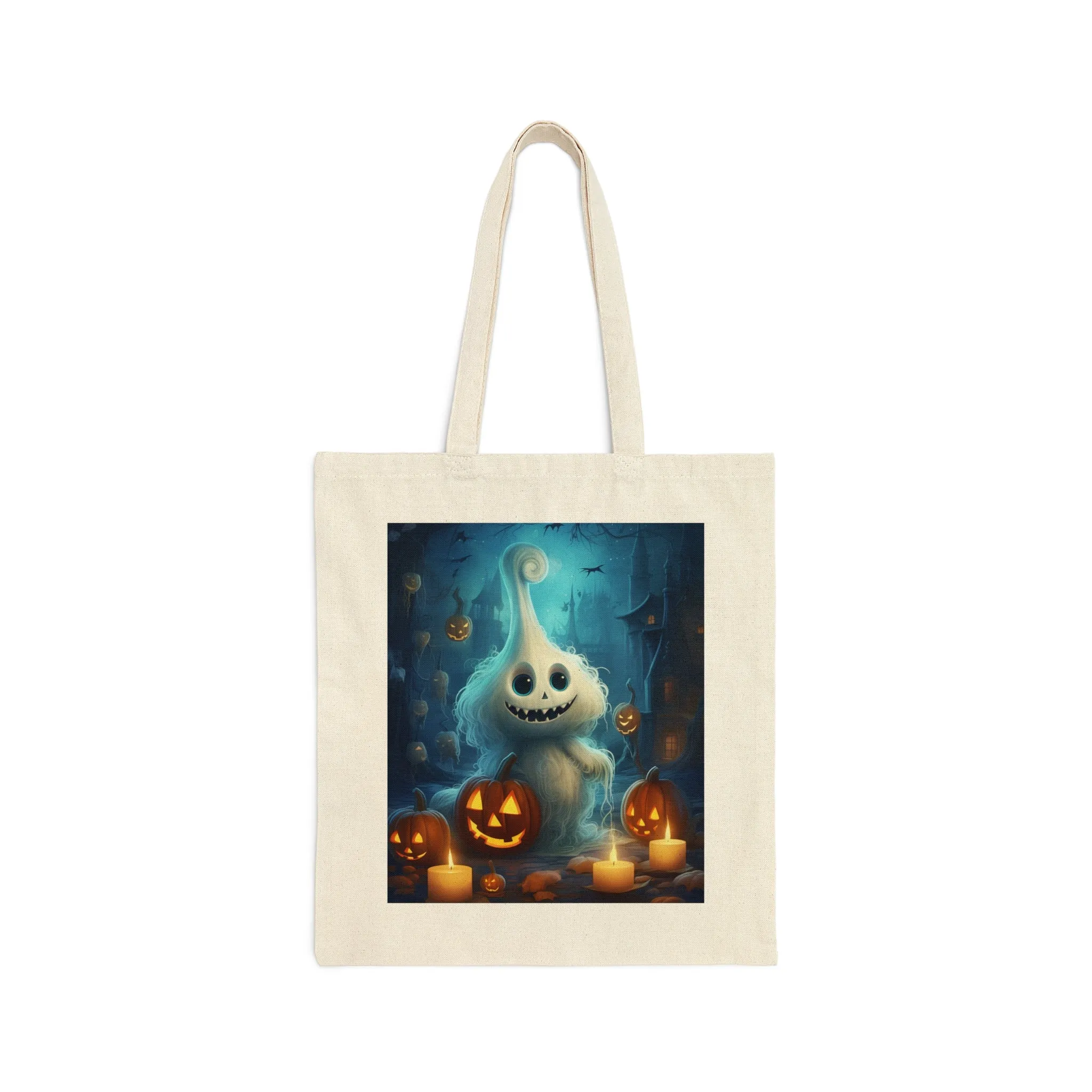 Cotton Canvas Tote Bag Punkin' and Ghosty