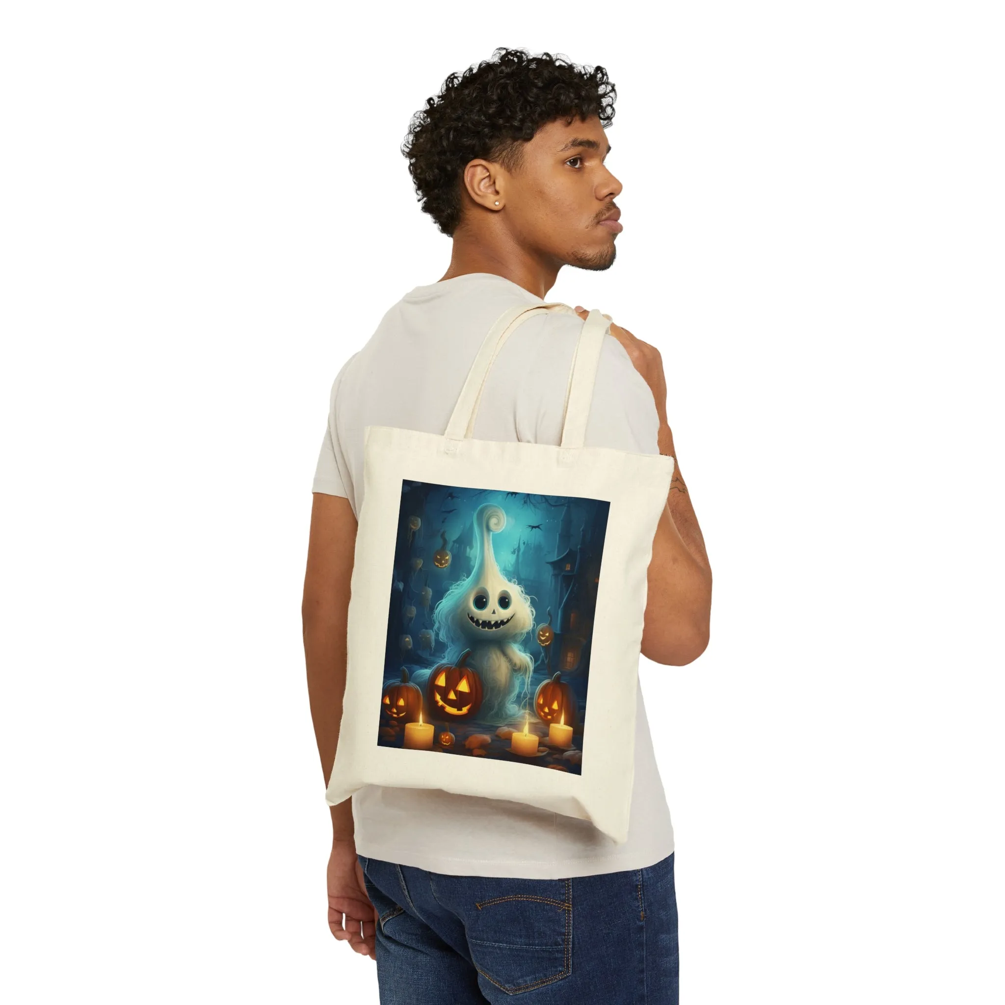 Cotton Canvas Tote Bag Punkin' and Ghosty