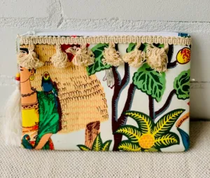 COTTON FRIDA PRINT CLUTCH