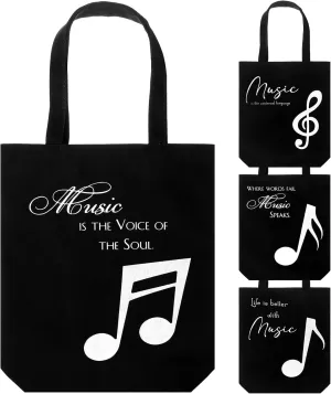 Coume 16 Pcs Music Note Totes Bag Bulk Canvas Handbag Reusable Shopping Bags for Students Teacher Music Lover Gifts