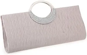 CROSSBABY Women Elegant Clutch Purse Rhinestones Pleated Wedding Clutch Handbag Formal Evening Bag Party