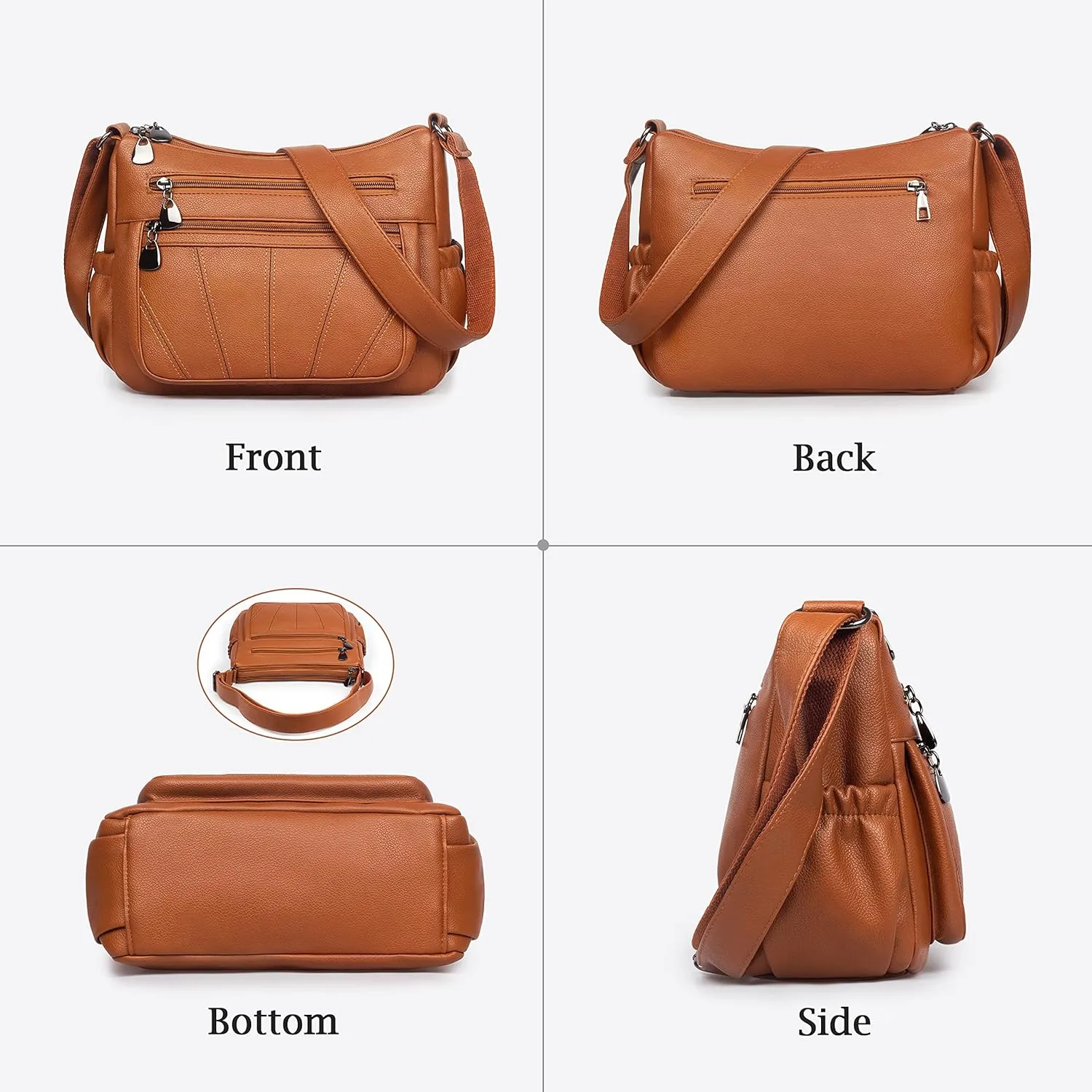 Crossbody Purse for Women Ladies Soft PU Leather Shoulder Bag Medium Roomy Handbag Fashion Tote Top Handle Satchel