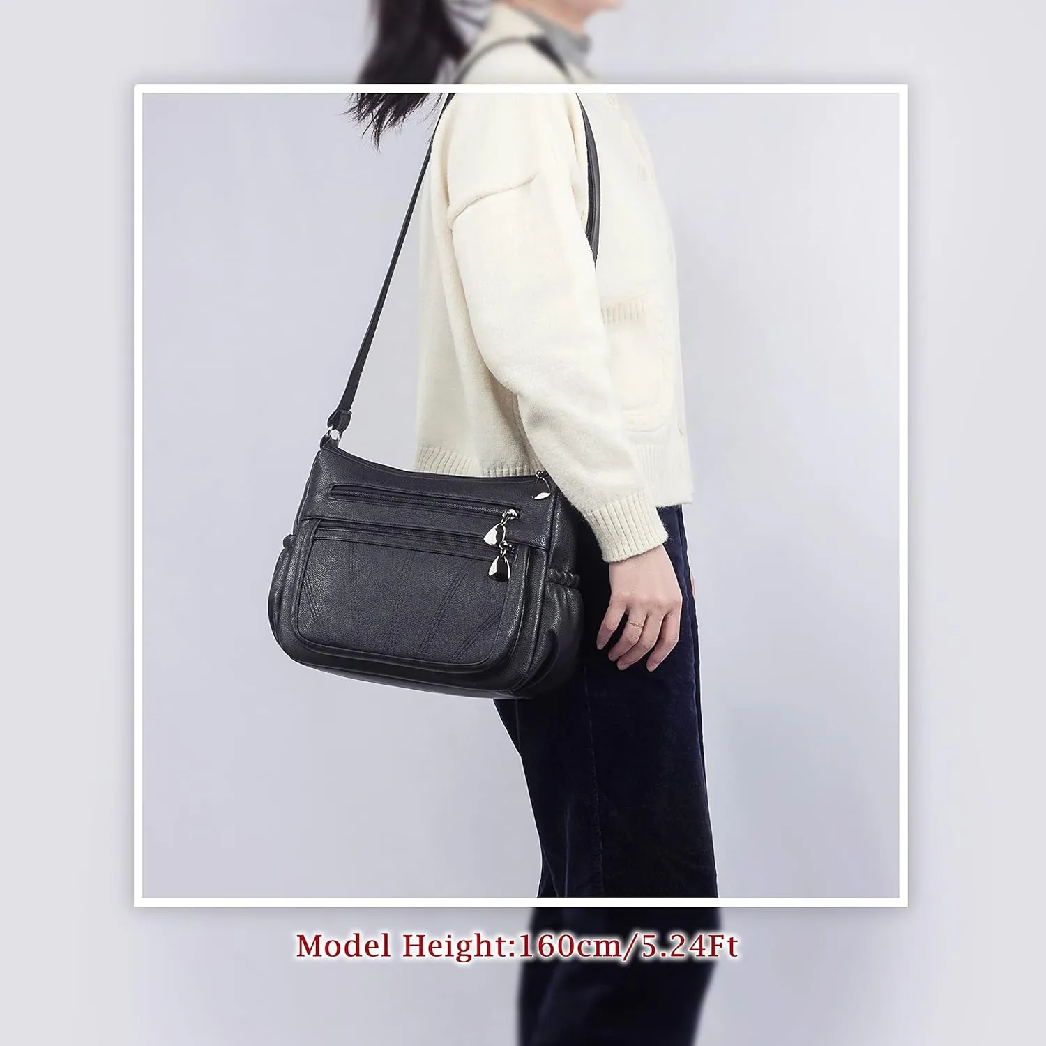 Crossbody Purse for Women Ladies Soft PU Leather Shoulder Bag Medium Roomy Handbag Fashion Tote Top Handle Satchel