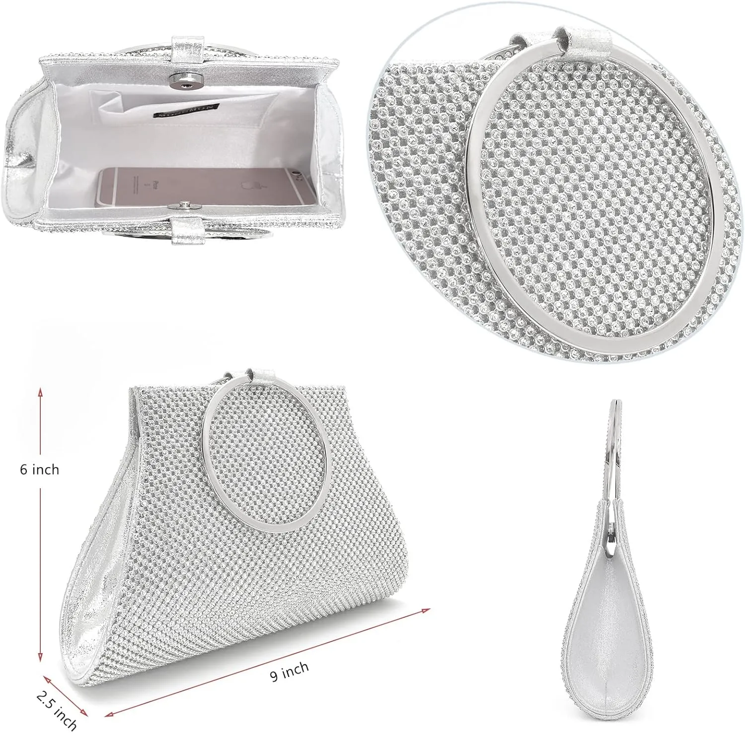 Crystal Clutch Purses Bride and Bridesmaid Handbag Elegant Wristlet Evening Bag for Women