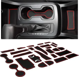 CupHolderHero Fits Chevy Colorado and GMC Canyon Accessories 2015-2022 Premium Custom Interior Non-Slip Anti Dust Cup Holder Insert,Center Console Liner Mats,Door Pocket 26pc Set (Crew Cab) (Red Trim)