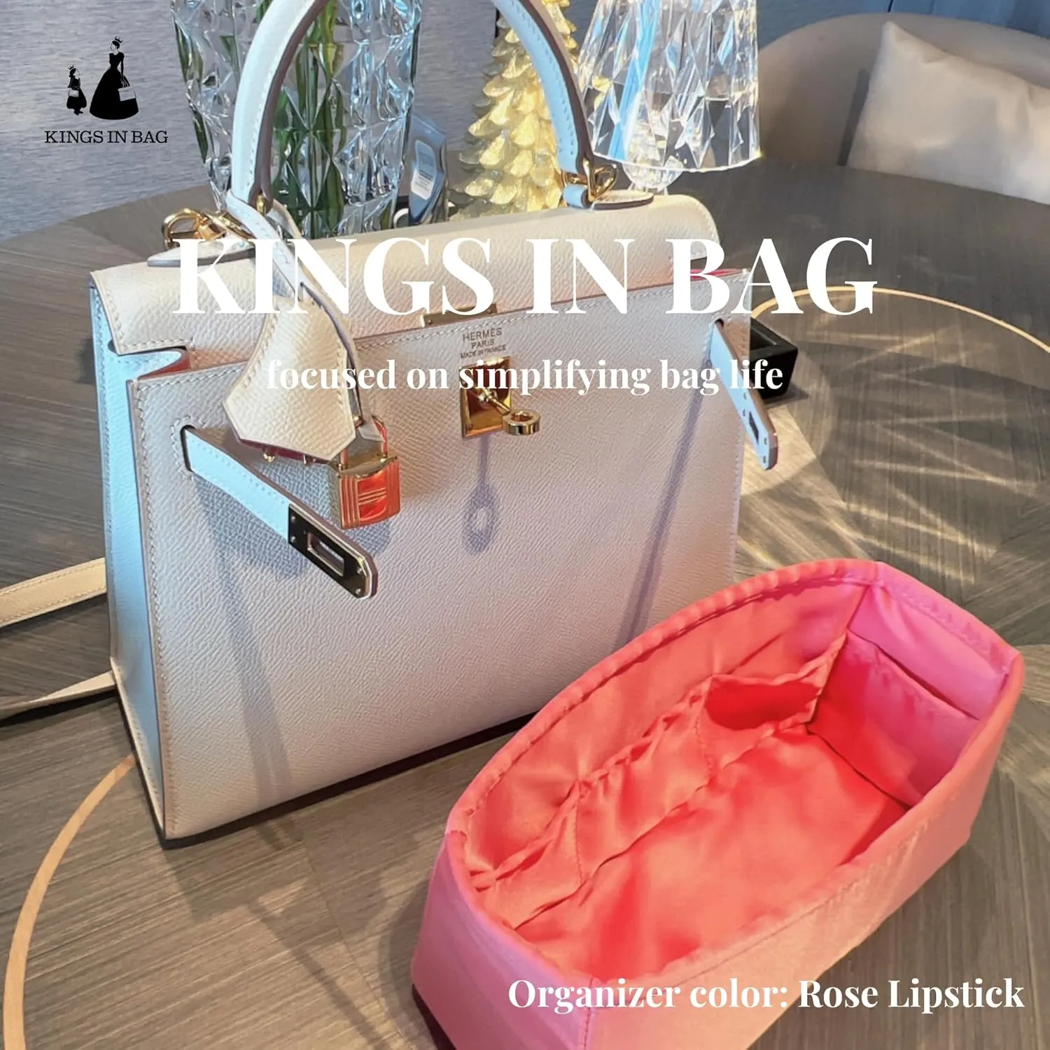 Custom Kelly Bag Insert, Silky Organizer Insert Compatible with Kelly Bags, Lightweight Shaper with Pockets, 114 Color Options (Custom Color)