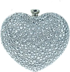 Cute Heart Shape Clutch Purse Mini Love Heart Rhinestone Wedding Handbag Party Women Purse