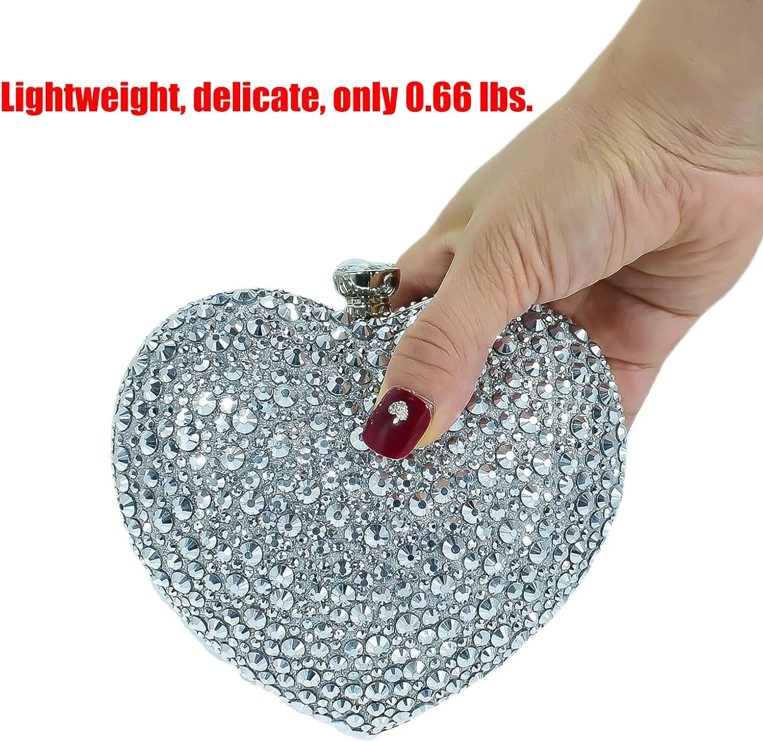 Cute Heart Shape Clutch Purse Mini Love Heart Rhinestone Wedding Handbag Party Women Purse