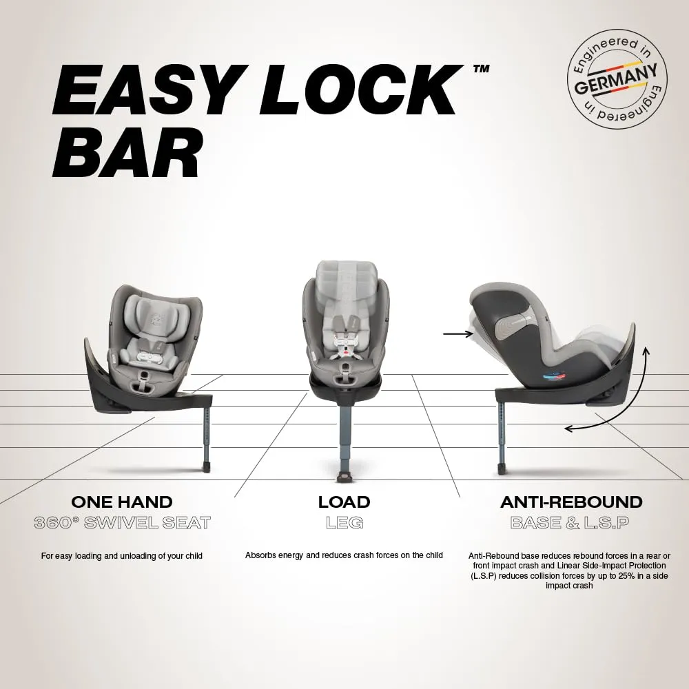 CYBEX Sirona S with SensorSafe, Convertible Car Seat, 360° Rotating Seat, Rear-Facing or Forward-Facing Car Seat, Easy Installation, SensorSafe Chest Clip, Instant Safety Alerts, Manhattan Grey
