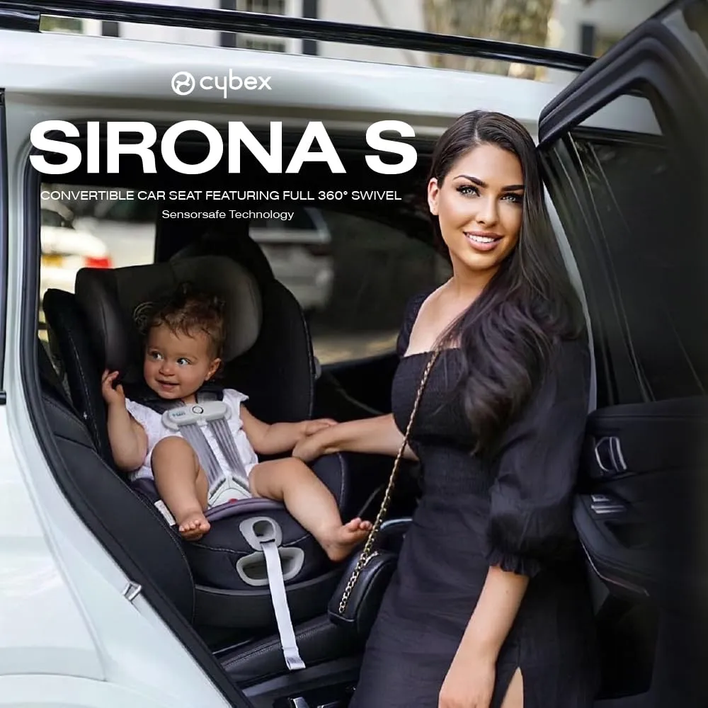 CYBEX Sirona S with SensorSafe, Convertible Car Seat, 360° Rotating Seat, Rear-Facing or Forward-Facing Car Seat, Easy Installation, SensorSafe Chest Clip, Instant Safety Alerts, Manhattan Grey