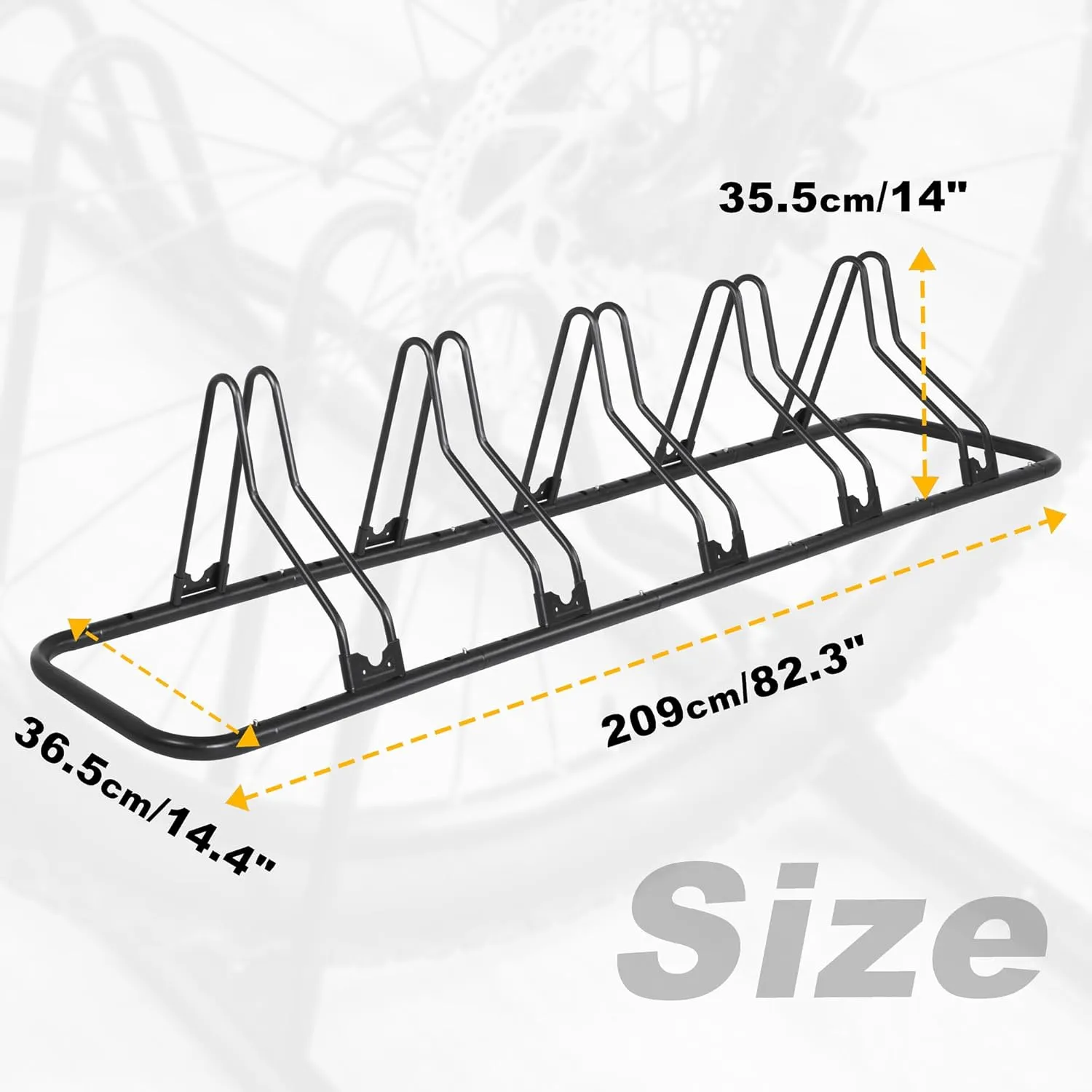 CyclingDeal Bike Rack Floor Parking Bike Stand for up to 6 Bicycles | Indoor, Home & Garage Storage Rack | Stable & Secure Bicycle Stand w/Tire Grooves Up to 29", Holding Plates & Custom Spacing