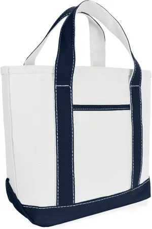DALIX 14" Mini Small Cotton Canvas Party Favor Wedding Gift Tote Bag in Navy Blue