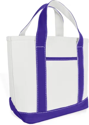 DALIX 14" Mini Small Cotton Canvas Party Favor Wedding Gift Tote Bag in Purple