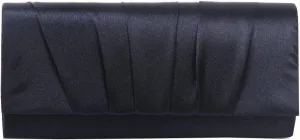 Damara Womens Satin Pleated Clutch Bag Wedding Bridal Prom Evening Handbag,Navy Blue
