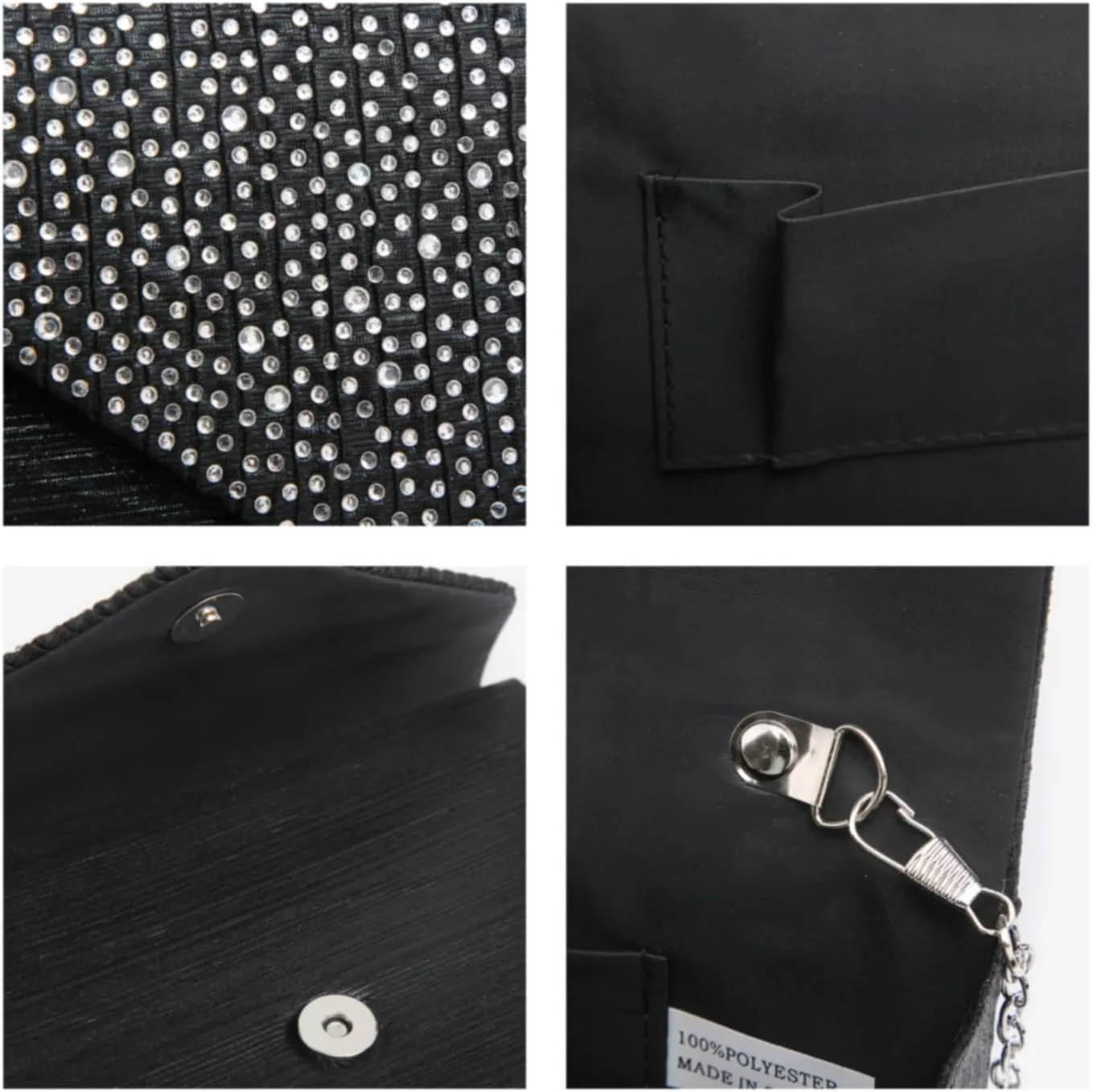 Dasein Ladies Frosted Satin Evening Clutch Purse Bag Crossbody Handbags Party Prom Wedding Envelope